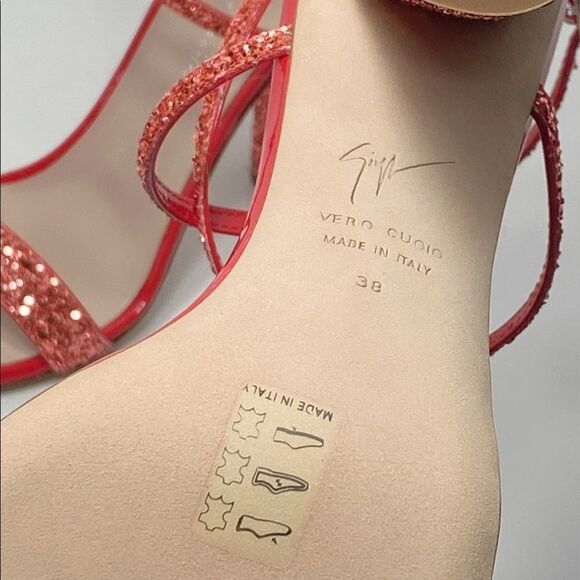 Giuseppe Zanotti Block-Heel Glitter Sandals size 38 - Picture 12 of 12